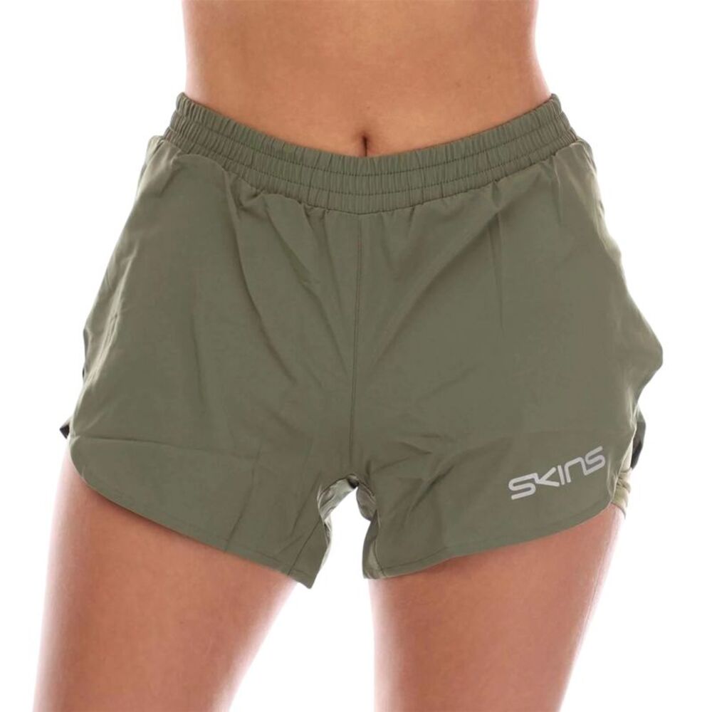 Skins Womens/Ladies Series-3 Superpose Running Shorts / Khaki Green